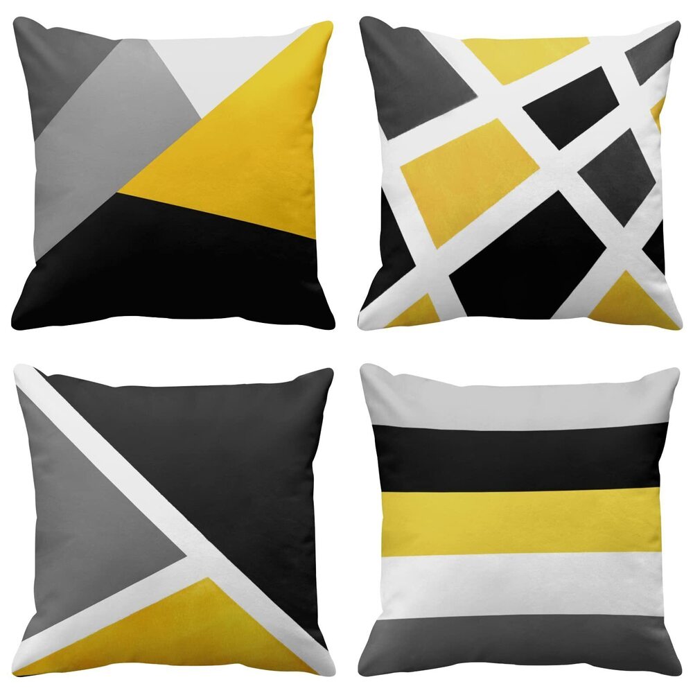 3529 Set of 4 Throw Pillow Covers Modern Abstract Stripe Simple Geometric
